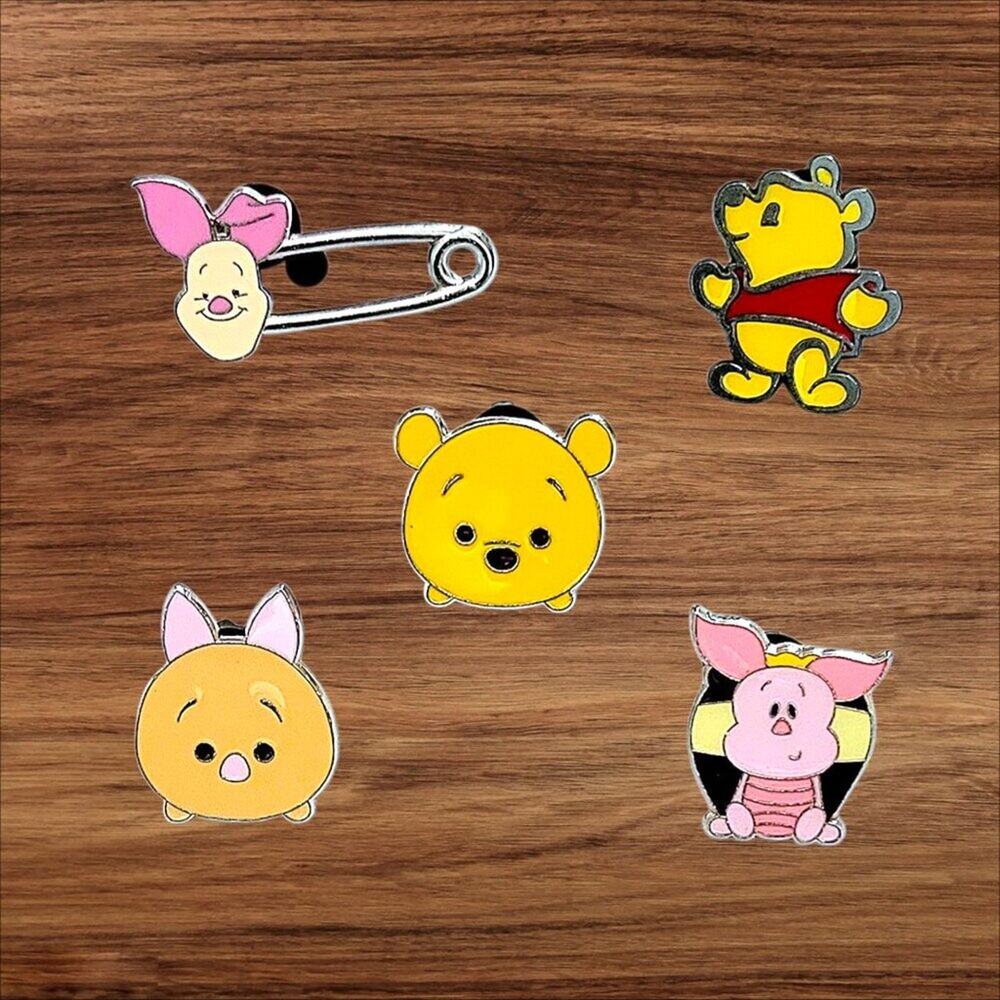 5 Winnie the Pooh Disney Parks Trading Pins, Plus 2 Bonus Pins